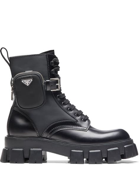 prada red line boots|Prada ankle pouch combat boots.